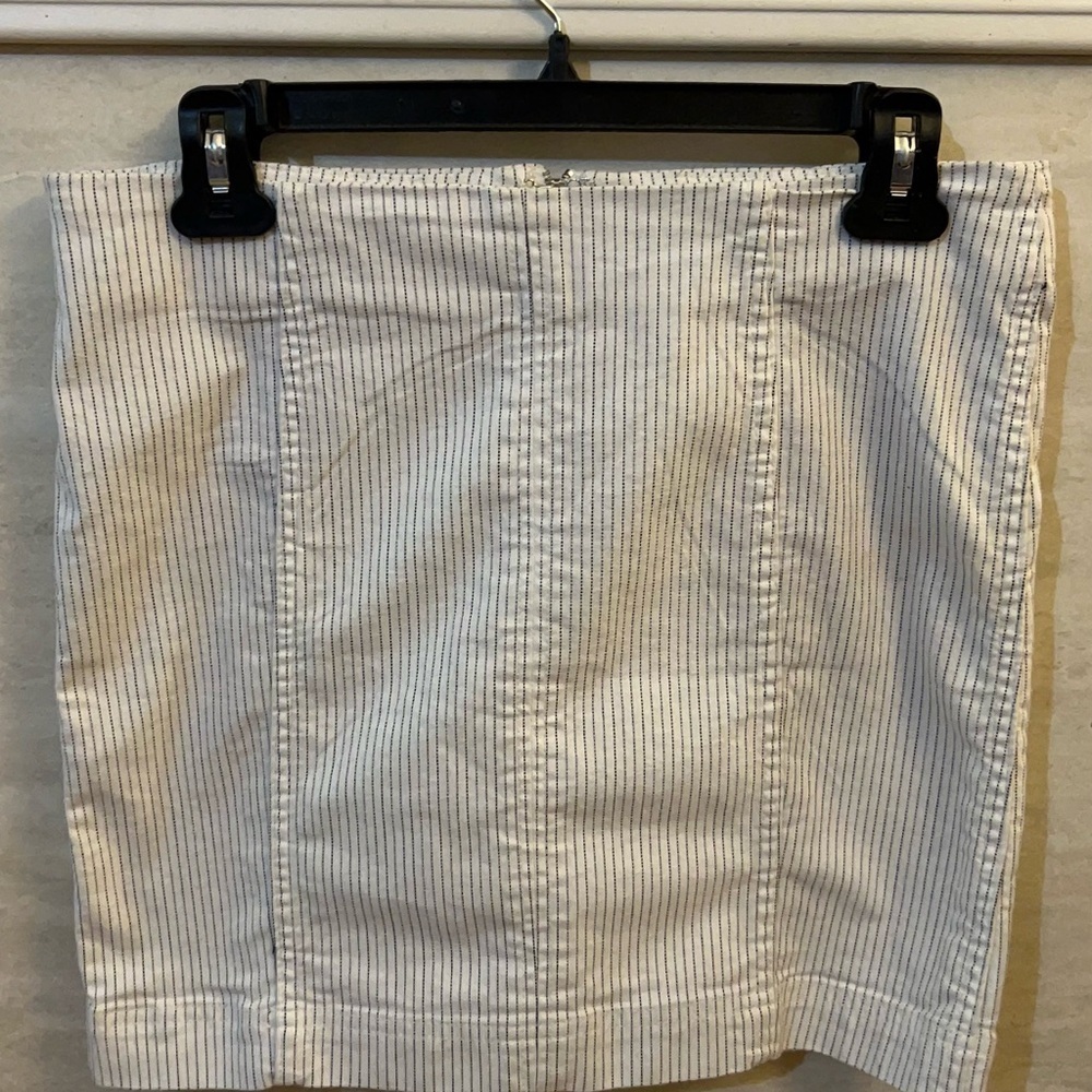Free People Modern Femme Elegant White and Blue Striped Mini Skirt